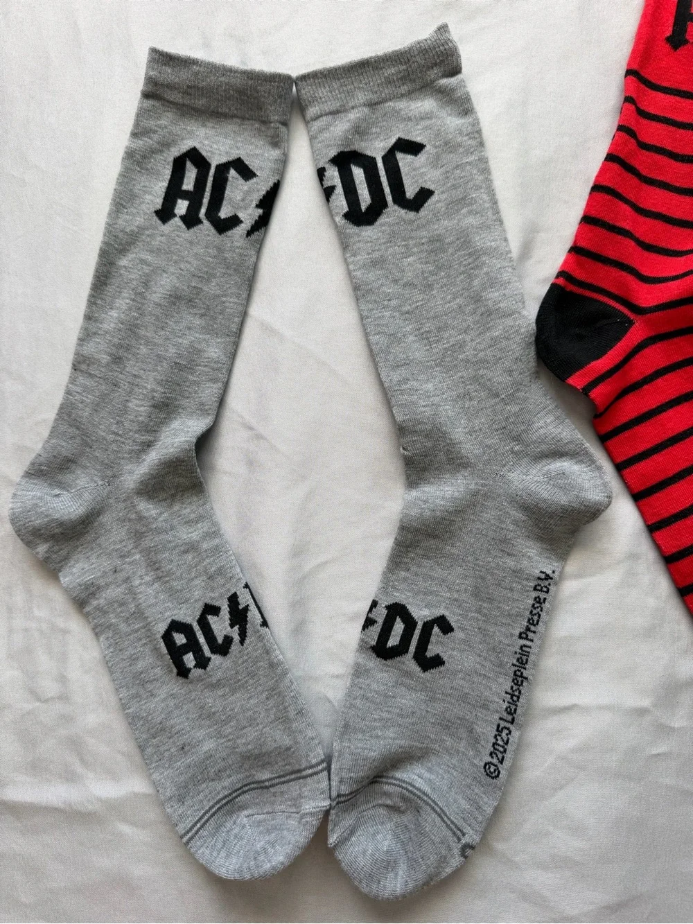 AC/DC Red & Gray Crew Socks NWOT